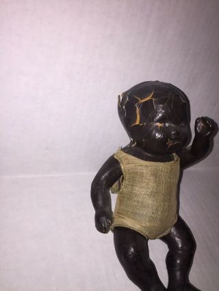 Doll Vintage Antique Bisque Porcelain Jointed Black Americana Baby Doll 2