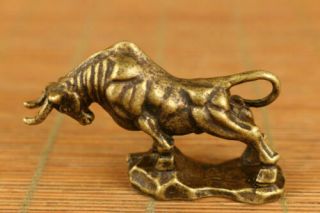 Fighter Old Bronze Hand Casting Ox Cow Statue Figure Office Decoration
