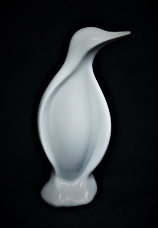 Vtg Mid Century Modern Naaman Porcelain Israel White Penguin Figurine 4 3/8 " T