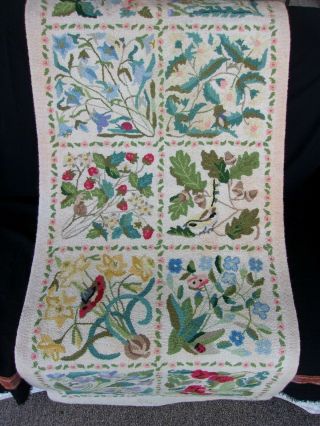 Vintage Claire Murray Long Runner Rug With Flowers Birds 64 X 28