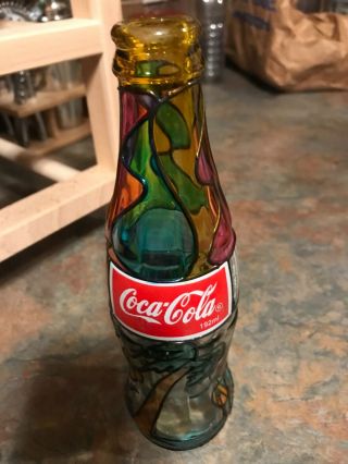 Coca - Cola Bottle Stain Glass Decoration Aruba 1995 8 Inches Tall 2 Inches Wide