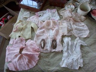 Group Of Vintage Baby Doll Clothes,  Bonnets,  Booties And More