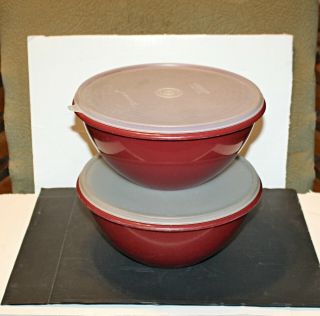 2 Vintage Tupperware Wonderlier Red Storage Bowl 237 With Lids