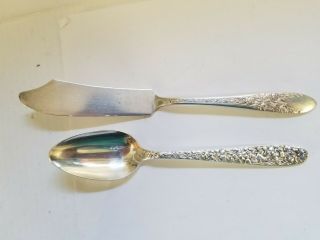National Silver Co.  Aa Narcissus Spoon And A1 Rose And Leaf Butter Knife 7