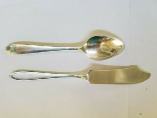 National Silver Co.  AA Narcissus SPOON and A1 ROSE AND LEAF BUTTER KNIFE 7 2