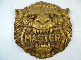 Antique Master Lock Padlock Lion Factory Plaque Advertising Sign Vintage Old