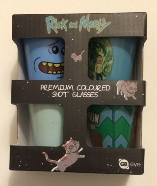 Rick And Morty Premium Coloured Shot Glasses Series Of 4 New/sealed
