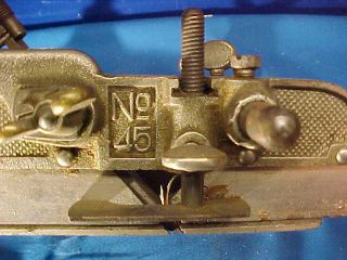 Early 20thc STANLEY No 45 Wood COMBINATION Plow PLANE w Attachments 2