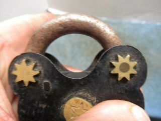 Exc cond ornate old SMOKIE padlock lock with a key.  n/r 3