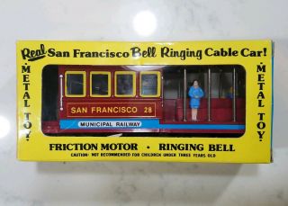 Vintage Tin Friction Drive San Francisco Cable Car Ringing Bell