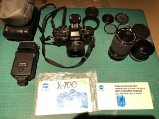 Minolta X - 700 35mm Film Camera With Extra Sigma Lens Flash Bag Vintage