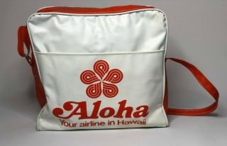 Aloha Airlines Vintage Carry On Bag White & Orange Rare 1960s
