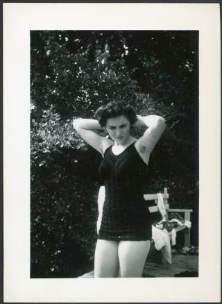 Sexy Leggy Woman In Swimsuit With Hairy Armpits Vintage Photo