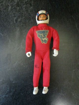 Vintage 1970s Ideal Toys Evel Knievel Doll Action Figure With Helmet