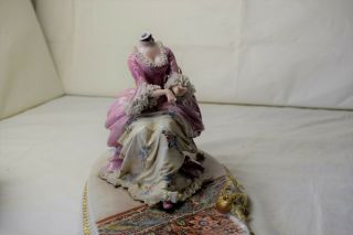 Lovely Capodimonte Group Cappe Porcelain Figurine Woman With Piano 2