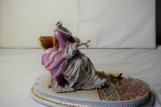 Lovely Capodimonte Group Cappe Porcelain Figurine Woman With Piano 3
