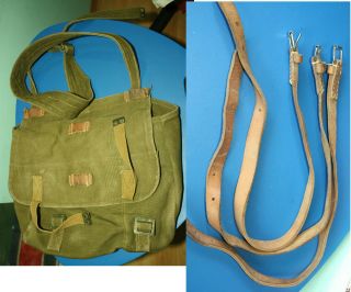 Bread Bag Romania Army Thick Canvas Ww2 Similar Complete W 3 Leather Straps