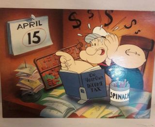 Popeye Olive Oyl 6 " ×4 " Promo Card Who Does Your Taxes Signed Myron Waldman