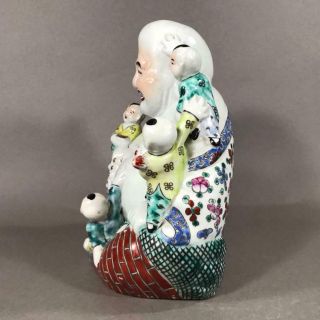 Chinese Famille Rose Porcelain Happy Buddha Figure with Five Children,  8 