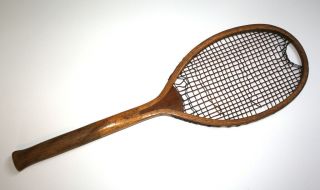Vintage/antique Wooden Tennis Racket With Fantail Handle,  England C 1900 - 1905