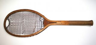 Vintage/antique wooden tennis racket with fantail handle,  England c 1900 - 1905 3