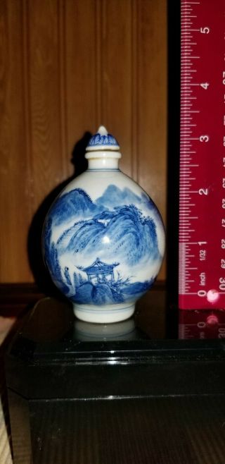 Antique Chinese Snuff Bottle Porcelain Blue & White Rather Large