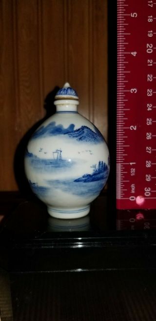 ANTIQUE CHINESE SNUFF BOTTLE PORCELAIN BLUE & WHITE RATHER LARGE 3