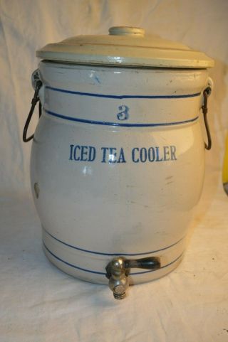 Antique Red Wing Crock Iced Tea Cooler Lid Stoneware 3 Gallon Hardware