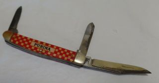 Vintage Kutmaster Purina 3 Blade Folding Pocket Knife Usa