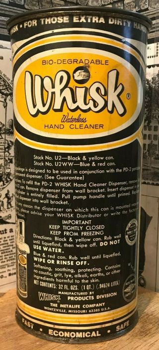 Vintage Whisk Waterless Hand Cleaner Tin / Can - Metalife Co.  - Garage - Shop