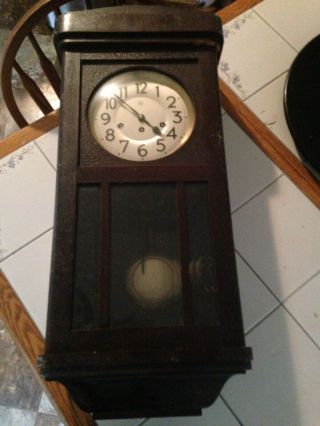 Antique Junghans Regulator German Key Wind Wall Clock Vintage 1800 