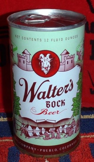 Minty Walters Bock Pull Tab Beer Can Bottom Opened Tab Intact Colorado