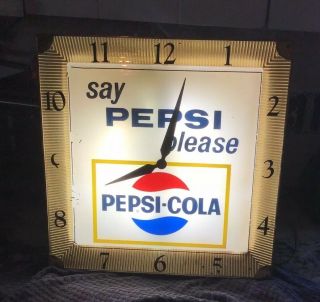 Vintage Pepsi - Cola Advertisinng Clock " Say Pepsi Please”