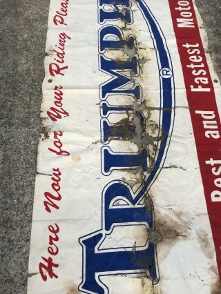 Vintage Triumph Cloth Banner Rare Huge Sign Motorcycle Advertising Columbus Ga