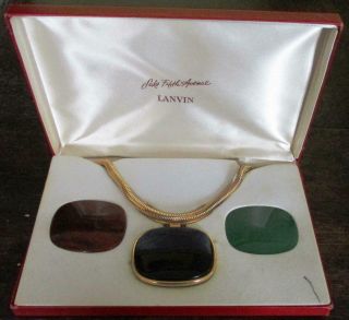 Vintage Lanvin Lucite Pendant Necklace 3 Colours Colors Saks Fifth Avenue