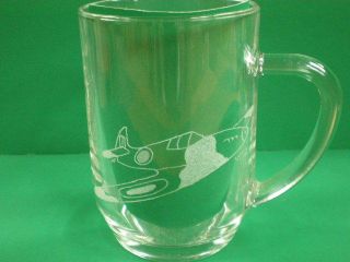 Personalised Freehand Engraved Pint Beer Glass Tankard Spitfire Plane,  Name