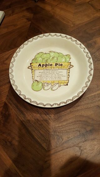 Vintage Ceramic Plate With Apple Pie Recipe Signed By Dee
