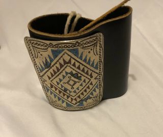 Vintage Zuni Marked M Ketoh Wrist Guard Sterling Leather