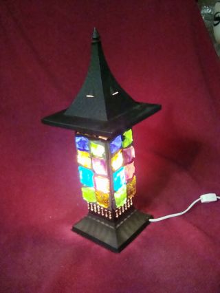 Mid Century Persian Made - Peter Marsh Mod Style " Chunk Glass " Multi Color Lamp
