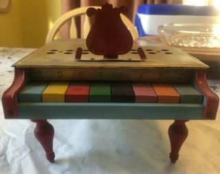 Vintage Toy Grand Piano With Color Key Board And Song Book Tudor Metal Prod Corp