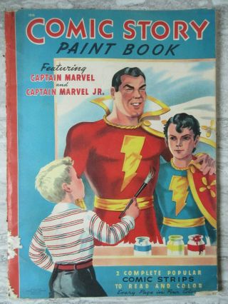 Old 1941 Captain Marvel Comic Story Paint Book Comic Strips Coloring