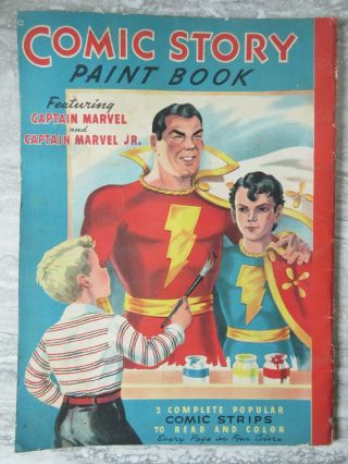 Old 1941 Captain Marvel Comic Story Paint Book Comic Strips Coloring 3