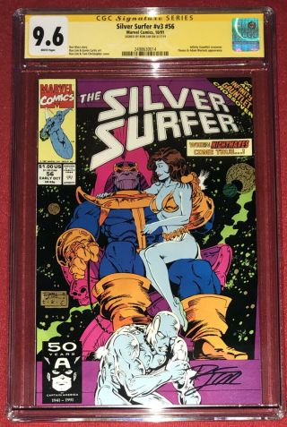 Signed By Ron Lim Cgc Ss 9.  6 Silver Surfer 56 Thanos Cover Art Infinity Gauntlet