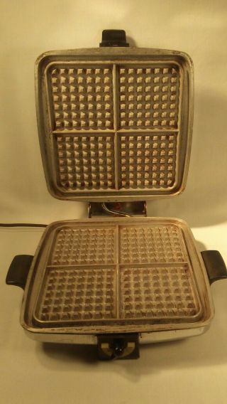 Sunbeam Waffle Maker Baker Iron Radiant Control Chrome Cg - 1 Mid - Century Vintage