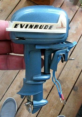 Vintage Evinrude Big Twin Electric 25 Toy Outboard Boat Motor With Insert