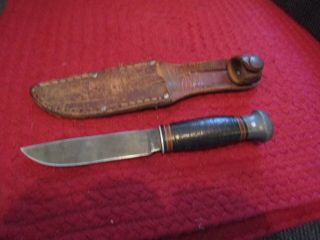 Vintage 7 1/2 " Long Rh (pal) 51 Usa Hunting Knife W/leather Sheath.