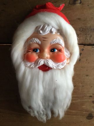 Vintage Santa Claus Christmas Decoration Wall Hang Plastic Face Rare Adorable