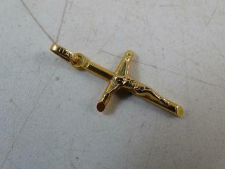 Vintage 14k Solid Yellow Gold Necklace Pendant Cross Crucifix Christian 1.  4grams