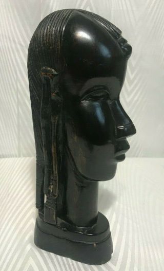 Hand Carved Wood Sculpture Tribal African Art Head Statue Figure Ebony Solid