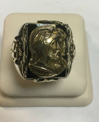 Vintage Sterling & 10k Gold Men’s Roman Soldier Ring